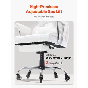 Heavy Duty PU Leather <b>Reclining</b> Office Chair with Footrest Wide Executive Gaming Chair Big Tall Lumbar Features - Product Image 6