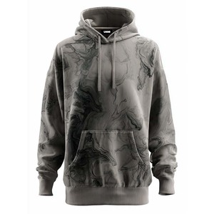 Sweat-shirt à capuche surdimensionné pour homme, personnalisé avec logo, de haute qualité, imprimé abstrait jaune, en coton molletonné, décontracté, pour l'automne, vente en gros - Product Image 3