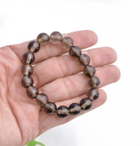 Pulsera de cuentas facetadas de cuarzo ahumado natural de 10 mm, natural para la elaboración de joyería fina, pulsera de piedras preciosas - Product Image 4