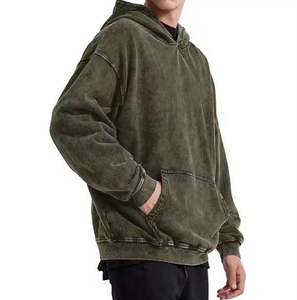 Sweat-shirt à capuche surdimensionné pour homme, couleur unie, en coton French Terry, décontracté, pour l'automne, coupe classique, avec poche, en maille - Product Image 4