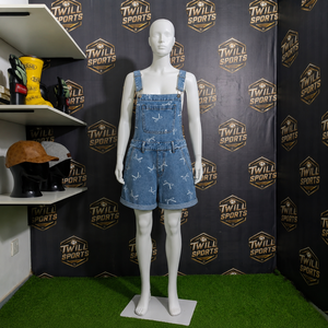 Salopette courte en jean taille haute pour femme, imprimé nœud, décontractée, d'été, en coton tissé respirant, coupe ample - Product Image 2