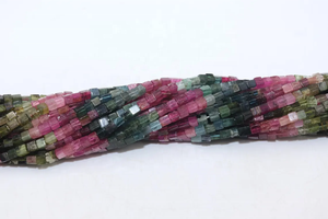 Cuentas de Turmalina Natural Multicolor en Forma de Caja Lisa de 5 mm, 14 Pulgadas, Cuentas en Forma de Cubo Liso para Fabricación de Joyas, Cuentas al por Mayor - Product Image 2