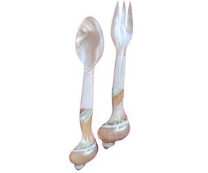 Juego de Cuchara y Tenedor de Conchas Marinas Hechas a Mano, Vajilla de Conchas Naturales, Decoración Artesanal Ecológica - Product Image 1