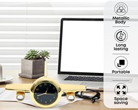Horloge de table analogique miniature en métal doré, avion rétro, décoration de bureau, d'étude ou de maison, cadeau d'entreprise