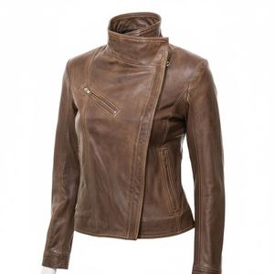 Abrigo de cuero para mujer a la moda, diseño estilo motero, perfecto para uso diario, combina comodidad y durabilidad. Chaquetas de cuero para damas. - Product Image 1