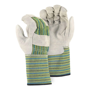 Nouveaux gants de travail de qualité supérieure en cuir de vachette grainé, imperméables, avec paume renforcée, poignet réglable et sangle dorsale courte à rayures, pour une sécurité optimale. - Product Image 6