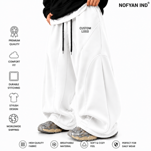 Fabricant de pantalons de survêtement amples surdimensionnés de haute qualité, vente en gros, coton lourd, jambes larges, joggers, fournisseur OEM ODM - Product Image 1
