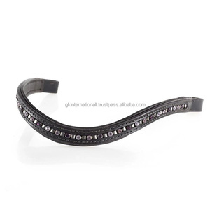 Diseño personalizado clásico, 1 Fila de cristales, diamantes de imitación decorativos, canal vacío, banda para cejas de caballo de cuero acolchado en mazorca completa - Product Image 4