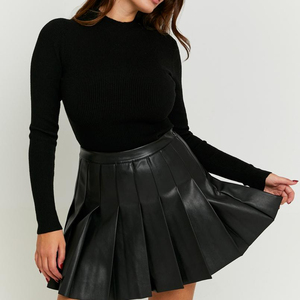 Jupe en cuir pour femme, design élégant, moulante et brillante, prix d'usine, vente en gros - Product Image 3
