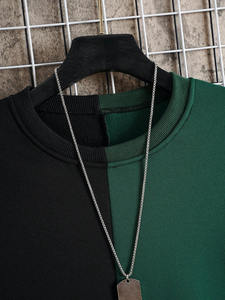 Sudadera de Hombre con Bloques de Color, Cuello Redondo, Tejida, Manga Larga, para Otoño, Diseño Verde y Negro - Product Image 3