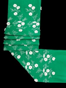 ผ้าฝ้ายสีเขียวพรีเมียมจากโรงงานโดยตรง พร้อมลายปักดอกไม้ 3 มิติ สีขาวแบบ Schiffli – วัสดุสำหรับชุดพื้นเมืองที่ระบายอากาศได้ดี - Product Image 2