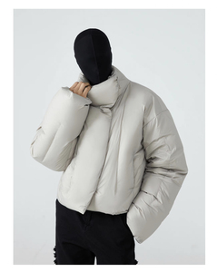 Lightweight Quilted Puffer <b>Jacket</b> With Scarf Collar Full Sleeve Winter Coat Solid Color Thick Polyester Wadding Pullover Style - Product Image 6