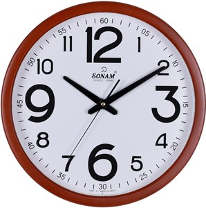 SONAM Round Quartz Wall <b>Clock</b> Analog White Dial <b>Black</b> Numbers Plastic Frame Minimalist Design Made In India Model 3497 - Product Image 3