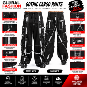 Pantalon gothique pour homme avec poche cargo, coupe décontractée unisexe, plusieurs poches, respirant, taille haute, pantalon de mode alternative - Product Image 5