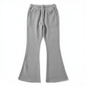 Pantalon évasé taille basse coupe droite personnalisé pour femme, en molleton/coton, pour yoga et danse, couleur unie, longueur intégrale, 300g, leggings d'hiver - Product Image 1