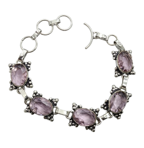 Antique Silver Plated Brass, Chain <b>Bracelet</b> Unisex Chunky Vintage <b>Gemstone</b> <b>Bracelet</b> - Product Image 5