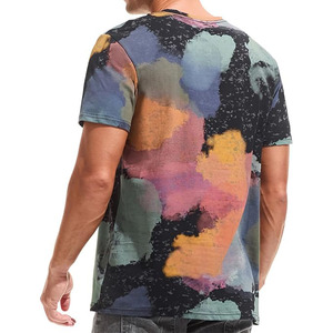 T-shirt graphique tendance 100 % coton mélangé pour hommes, coupe décontractée, streetwear, col rond oversize, manches courtes - Product Image 3