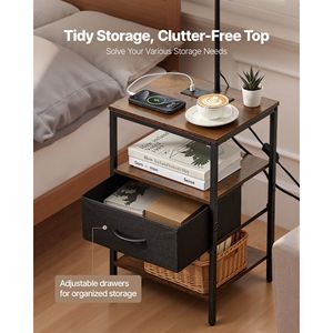 Tavolino Moderno a 3 Livelli con Cassetto, Illuminazione a 3 Temperature di Colore, Comodino Contemporaneo, Lampada da Terra di Design - Product Image 5