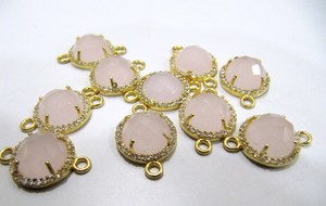 จี้หินควอตซ์ทรงกลมขนาด 13 มม. ประดับเพชร CZ ชุบเคลือบแบบสองห่วง - Product Image 3