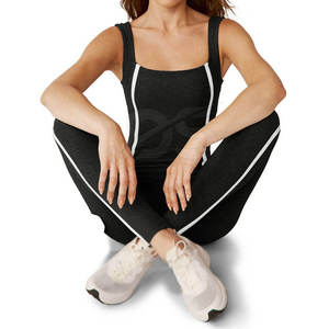 Mono de yoga transpirable para mujer, sin mangas, de una pieza, de cintura alta, ropa deportiva ajustada, tela elástica para gimnasio - Product Image 4