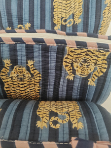 Estuche de Maquillaje Ecológico con Cierre, de Algodón Resistente con Estampado de Rayas de Tigre Azules, Bolsas Indias para Cosméticos de Viaje, Práctico - Product Image 4