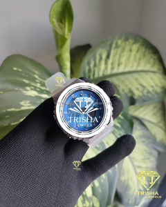 Luxury Iced Out Moissanite Diamond <b>Watch</b> for Men 925 <b>Sterling</b> <b>Silver</b> Blue Dial Hip Hop Jewelry Timepiece Gift for Him - Product Image 1