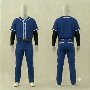 Custom Men's <b>Baseball</b> Uniform Set Blue Jersey Pants Breathable Sublimation Print Regular Fit All Seasons Team Apparel - Product Image 1