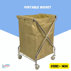 Chariot à linge en acier inoxydable en forme de X avec cadre robuste et roulettes pliables pour hôtel, hôpital et usage commercial - Product Image 6