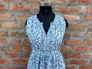 Vestido Maxi sin Mangas con Estampado Artesanal para Mujer, 100% Algodón Indio, Estilo Casual con Bordado Floral - Product Image 4