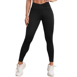 Women's High Waist Ankle-Length Yoga <b>Leggings</b> Elastic Waist Sweat-Wicking Breathable Stretch Spandex/Nylon Solid <b>Pattern</b> 220g XL - Product Image 2