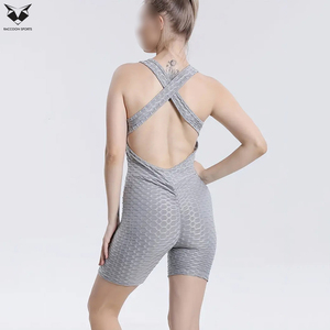 <b>Top</b> Sale Women's Sports Jumpsuit, Soft Knitted Fabric <b>Cross</b>-Back Design Sleeveless U-Neck, Slim Fit Summer Yoga Body Suit - Product Image 3