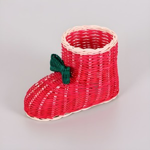 Bota de Papá Noel de Ratán Natural, Adorno para Árbol de Navidad, Zapato Navideño de Mimbre Hecho a Mano para Decoración de Fiestas - Product Image 4