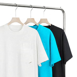 T-shirt en coton à manches courtes pour homme, coupe classique, col rond, couleur unie, avec poche, style décontracté, blanc, vert, noir - Product Image 4
