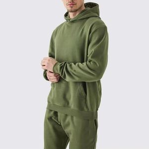 Conjunto Deportivo para Hombre, Color Verde, con Capucha, Estampado, 100% Algodón, Corte Regular, Color Sólido, Ropa Casual, Bolsillos Laterales, Cintura Elástica - Product Image 1