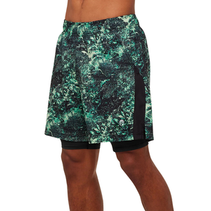 กางเกงขาสั้นกีฬาผู้ชาย 7 นิ้ว 2 in 1 สีเขียวดำ ระบายอากาศ แห้งเร็ว สำหรับออกกำลังกาย วิ่ง และเล่นกีฬา - Product Image 3