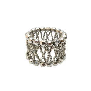Anneaux de serviette perlés de style bijoux de luxe |   Porte-serviettes en maille de cristal |   Décoration élégante pour table de réception de mariage - Product Image 2