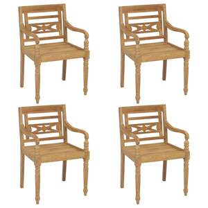 Ensemble de 4 chaises en teck et polyester Batavia, meubles de patio standard - Product Image 3