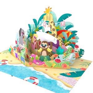 Carte pop-up 3D avec enveloppes, motif fête de plage, carte amusante, cartes de vœux faites à la main, artisanat en papier, cartes de vœux 3D pour enfants - Product Image 3