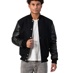 Veste universitaire avancée avec manches en cuir, confectionnée avec un matériau résistant, intérieur confortable, coupe ajustée, style élégant et tendance. - Product Image 3