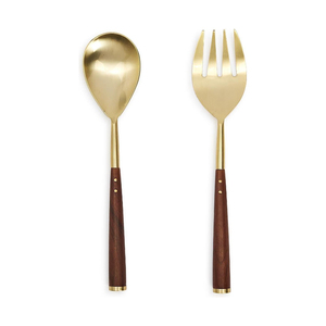 Durable Metal Salad Servers Set With Designer Handle For Home Hotel Restaurant Tabletop Use <b>Serving</b> <b>Spoon</b> And Forks - Product Image 3