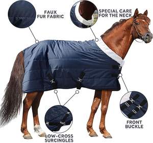 Couverture de pluie pour cheval 1200 Deniers (imperméable, respirante et coupe-vent) – Couverture d'extérieur respirante pour cheval - Product Image 2