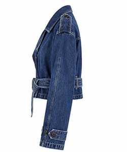 เสื้อแจ็คเก็ตเดนิมผู้หญิง แขนยาว คอปกกว้าง ปิดด้วยเข็มขัด - Product Image 5