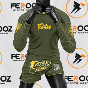 Ensemble d'entraînement de kickboxing, chemise de compression à manches longues et short de combat Muay Thai, vêtements d'arts martiaux - Product Image 1