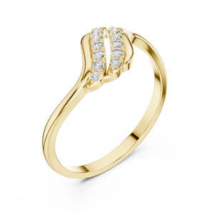 Anillo de oro amarillo macizo de 14k para mujer con diamante de corte redondo minimalista en forma de hoja natural, ideal para regalo de compromiso, aniversario o boda. - Product Image 1