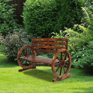 Panca da Giardino in Legno di Abete Antico Marrone Scuro per 2 Persone, per Giardino, Cortile, Parco - Product Image 6