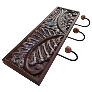 Smart Art Wood Carving Brown Painted <b>Wall</b> Hangings <b>Key</b> Hanger 3 <b>Hooks</b> Designed Wooden <b>Wall</b> Decor Clothing Hanger Engineered Wood - Product Image 3