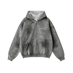 Fabricant de sweats à capuche personnalisés, coupe oversize à épaules tombantes, style boxy, faible MOQ, 10 % coton, 90 % polyester, impression, broderie, effets de lavage usés - Product Image 2