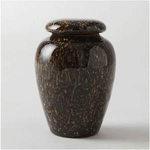 Mini urna conmemorativa de aluminio, color negro brillante, diseño de tapa en forma de cúpula, diseño decorativo minimalista, recipiente para cenizas de cremación. - Product Image 1