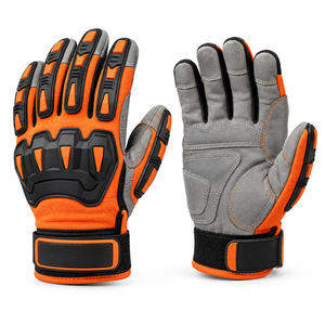 Custom Orange Grey Impact <b>Gloves</b> Full <b>Finger</b> Work <b>Gloves</b> Reinforced Palm Adjustable Wrist Strap Industrial Utility <b>Gloves</b> - Product Image 6