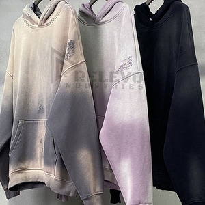 Custom High Quality Designed Embroidery Patch Acid Washed Distressed Zipper Streetwear Inkjet Paint Print <b>Zip</b> <b>up</b> <b>Hoodie</b> Men - Product Image 4
